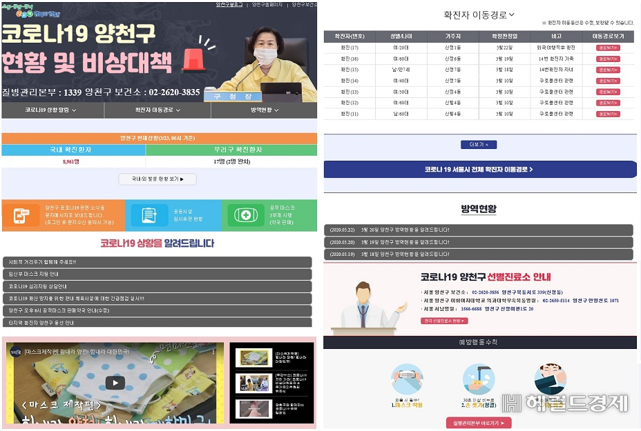 코로나19 대응 관련 통합 웹페이지.