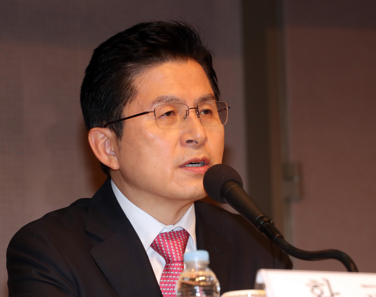황교안 미래통합당 대표가 25일 오전 서울 한국프레스센터에서 열린 관훈토론회에서 발언하고 있다. [연합]