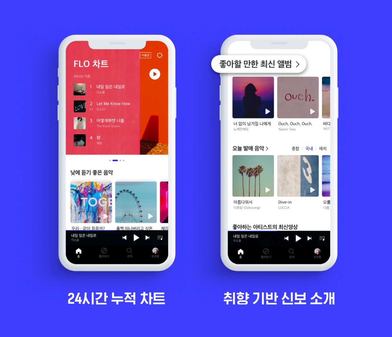 플로는 1시간 단위로 바뀌는 실시간 차트를 폐지하고, 24시간 단위 일간 차트를 도입했다. [플로 제공]