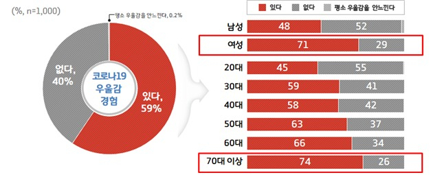 주요 조사 결과 그래픽 코로나19로 인한 우울감 경험. [경기도 제공]