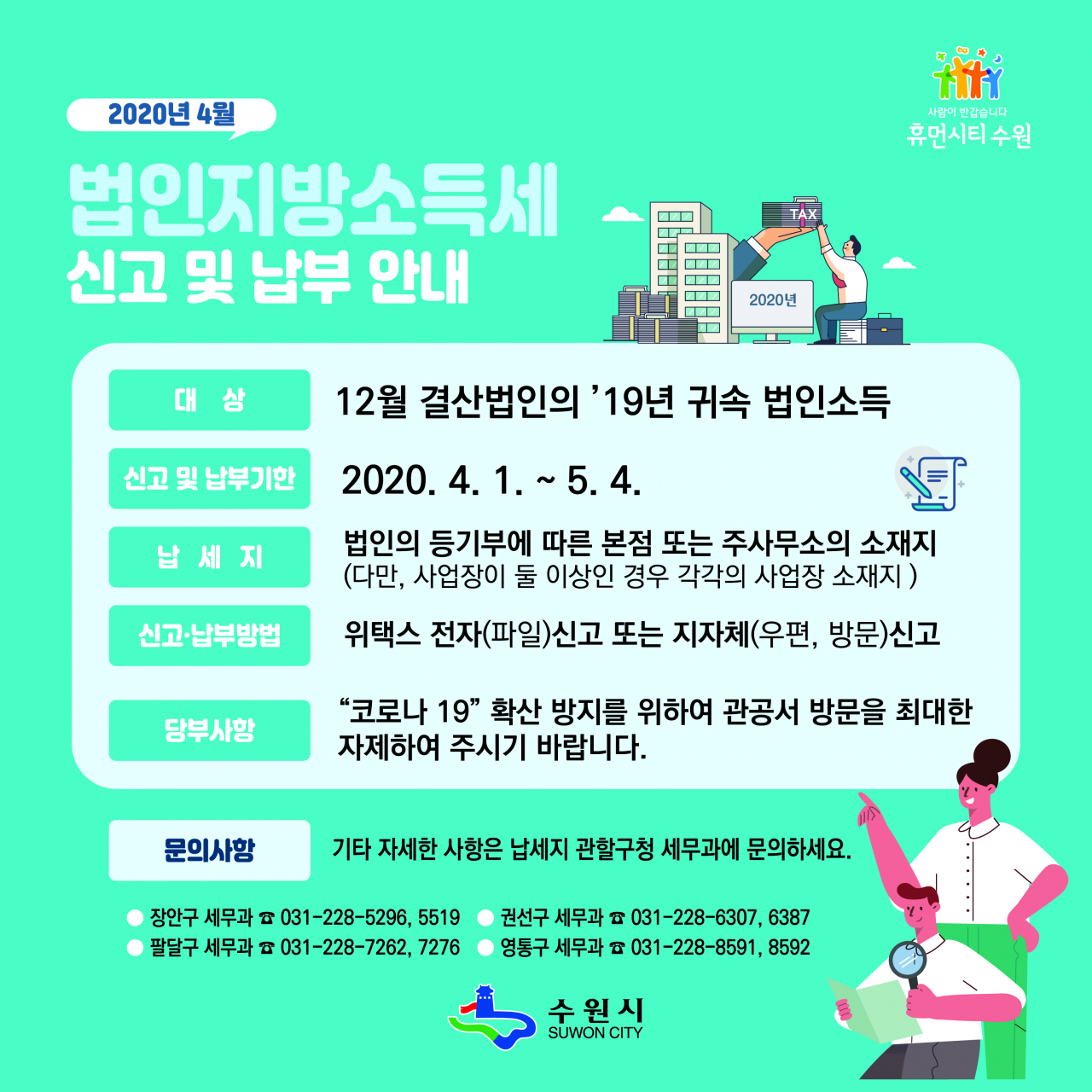 수원시 법인지방소득세 신고·납부 기간 운영. [수원시 제공]