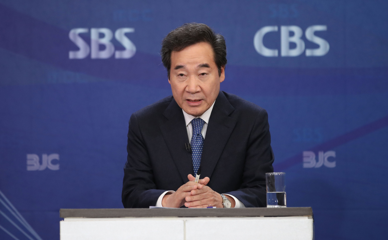 이낙연 더불어민주당 상임공동선대위원장이 2일 오전 서울 양천구 목동 방송회관에서 열린 방송기자클럽 초청 토론회에서 발언하고 있다. [연합]