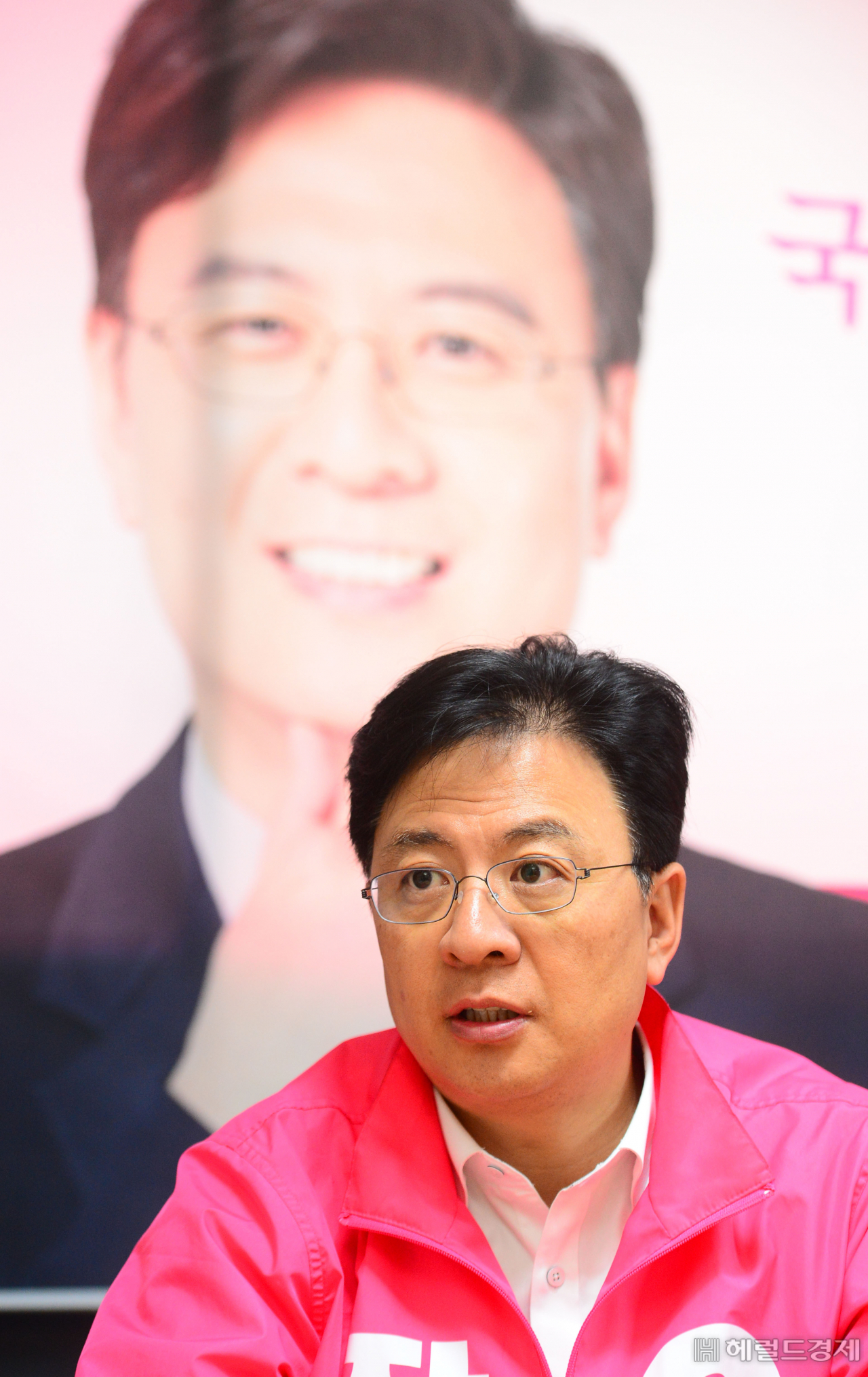 서울 동작갑 장진영 미래통합당 후보가 지난달 31일 서울 동작구 선거사무소에서 헤럴드경제와 인터뷰를 하고 있다. [헤럴드경제=박해묵 기자]
