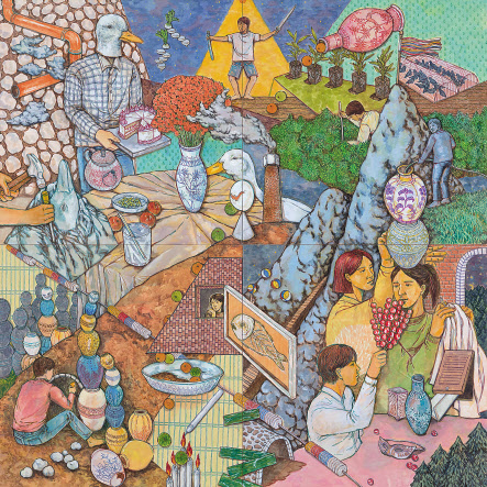 조민아, 〈혼합된 세계〉, 2020, 장지에 채색, 각 112x112cm [금호미술관 제공]