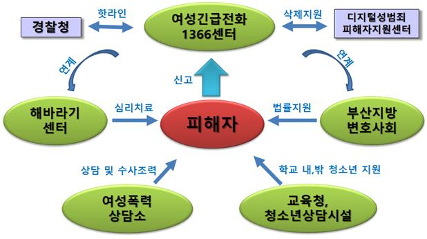 아동·청소년 디지털성범죄 피해 발생시 지원체계. 부산시 제공