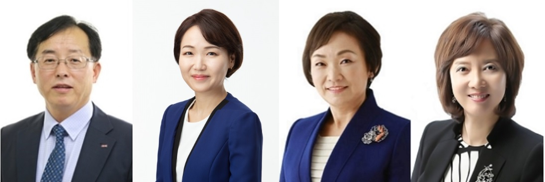 (왼쪽부터)김경만 더불어시민당 당선자, 홍정민 더불어민주당 당선자, 한무경·이영 미래한국당 당선자의 모습