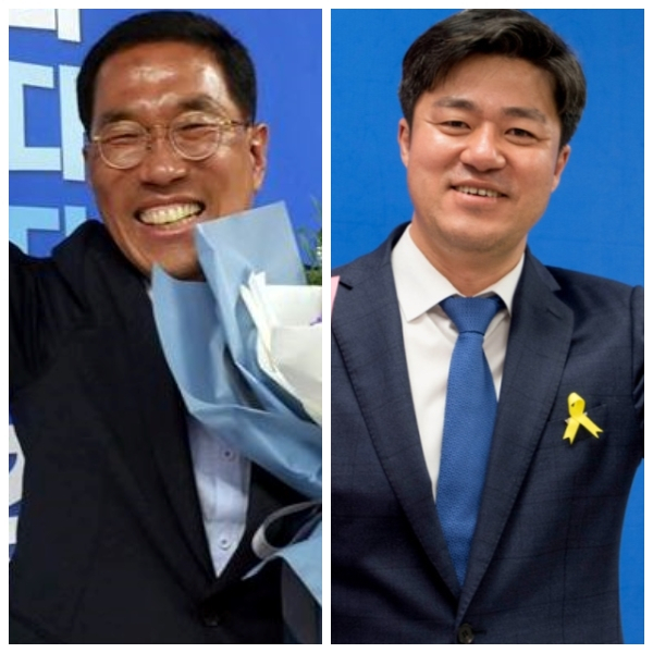 더불어민주당 김주영(경기 김포갑) 박상혁(경기 김포을) 당선자.〈사진 왼쪽부터〉
