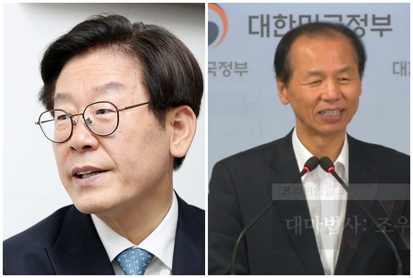 이재명 경기도지사(왼쪽)와 최문순 강원도지사(오른쪽)