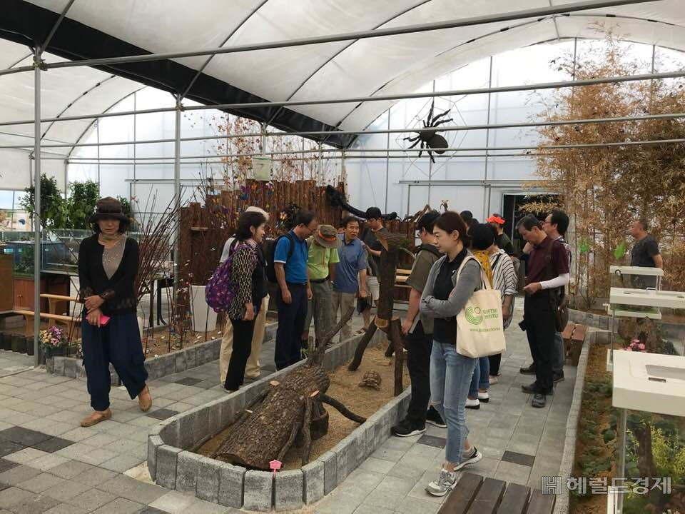 지난해 곤충전문가 수강생들이 곤충 사육시설 현장에서 학습을 하고 있다. [서울시]