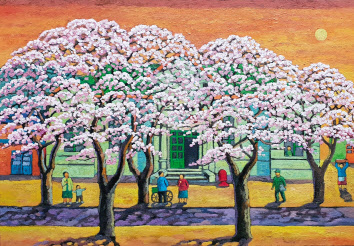설종보, 봄날-진해 우체국 앞, 캔버스에 아크릴, 45x65cm, 2019