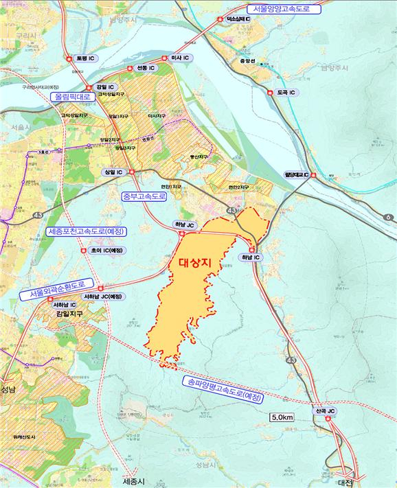 하남 교산 신도시 위치도.