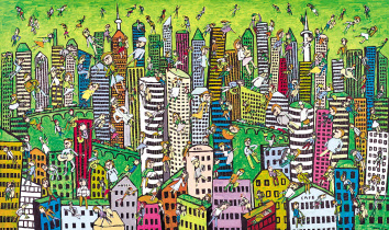 신흥우, City Fete, 캔버스에 혼합재료, 97&times;162.2cm(100호)