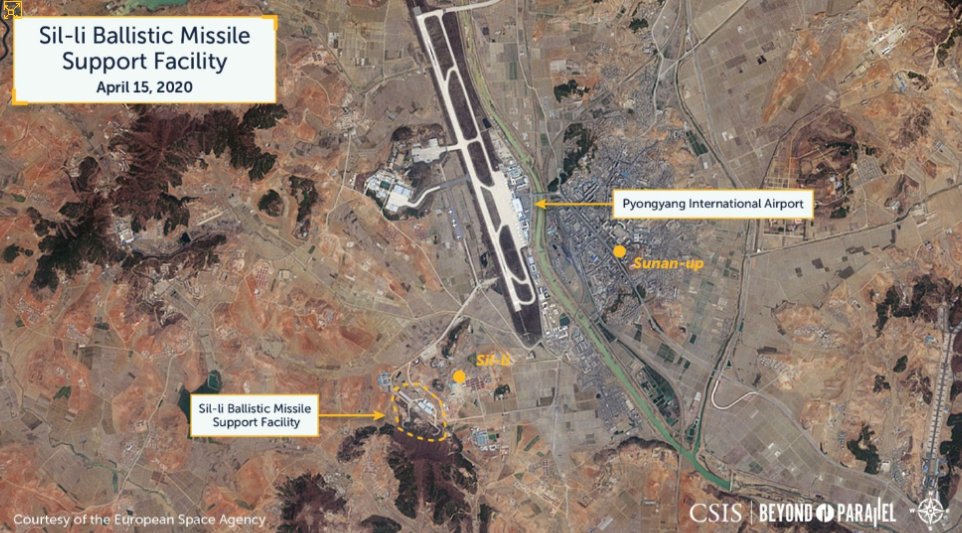 Satellite image of the suspected missile site near Pyongyang International Airport. (Beyond Parallel)
