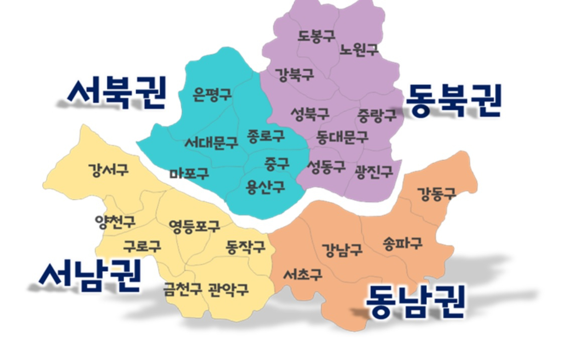 세분화된 서울특보 권역. [기상청 제공]