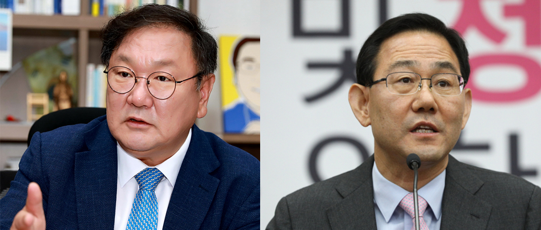 김태년 더불어민주당 원내대표(왼쪽)와 주호영 미래통합당 원내대표 [김태년 의원실 및 연합]