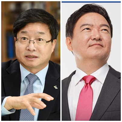 염태영 수원시장(왼쪽)과 민경욱 의원(오른쪽)