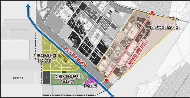 지하차도 예정 노선 위치도