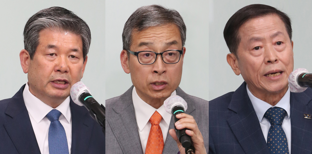인천대학3대 총장 후보 최종 3명으로 압축된 최계운·이찬근·박인호 교수〈사진 왼쪽부터〉
