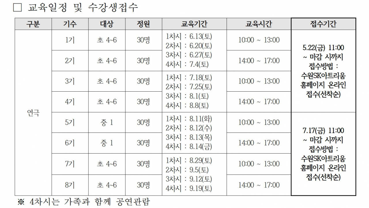 수원문화재단 일정표.