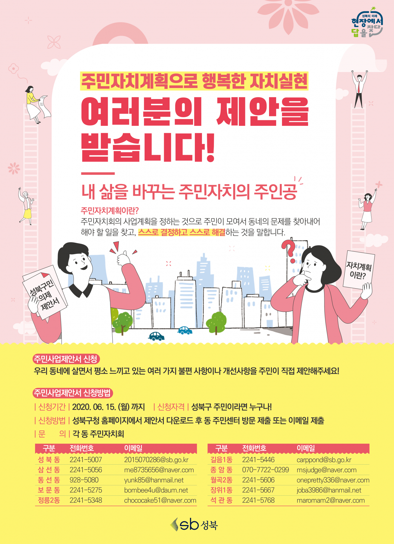 성북구 주민자치사업제안서 포스터.