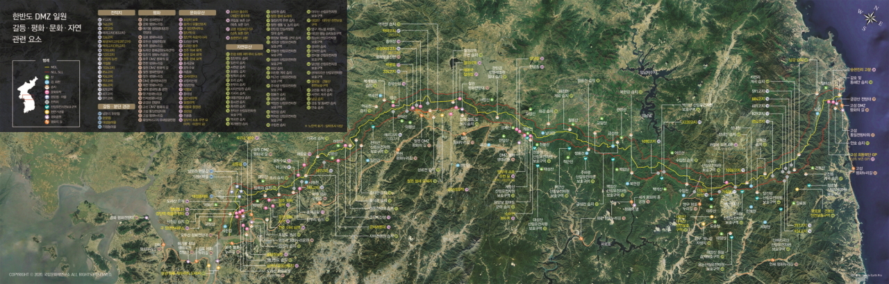 A map for the joint research on cultural heritage inside the DMZ. (Cultural Heritage Administration)