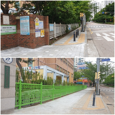 통학로 개선 공사 전, 후 [수원시 제공]