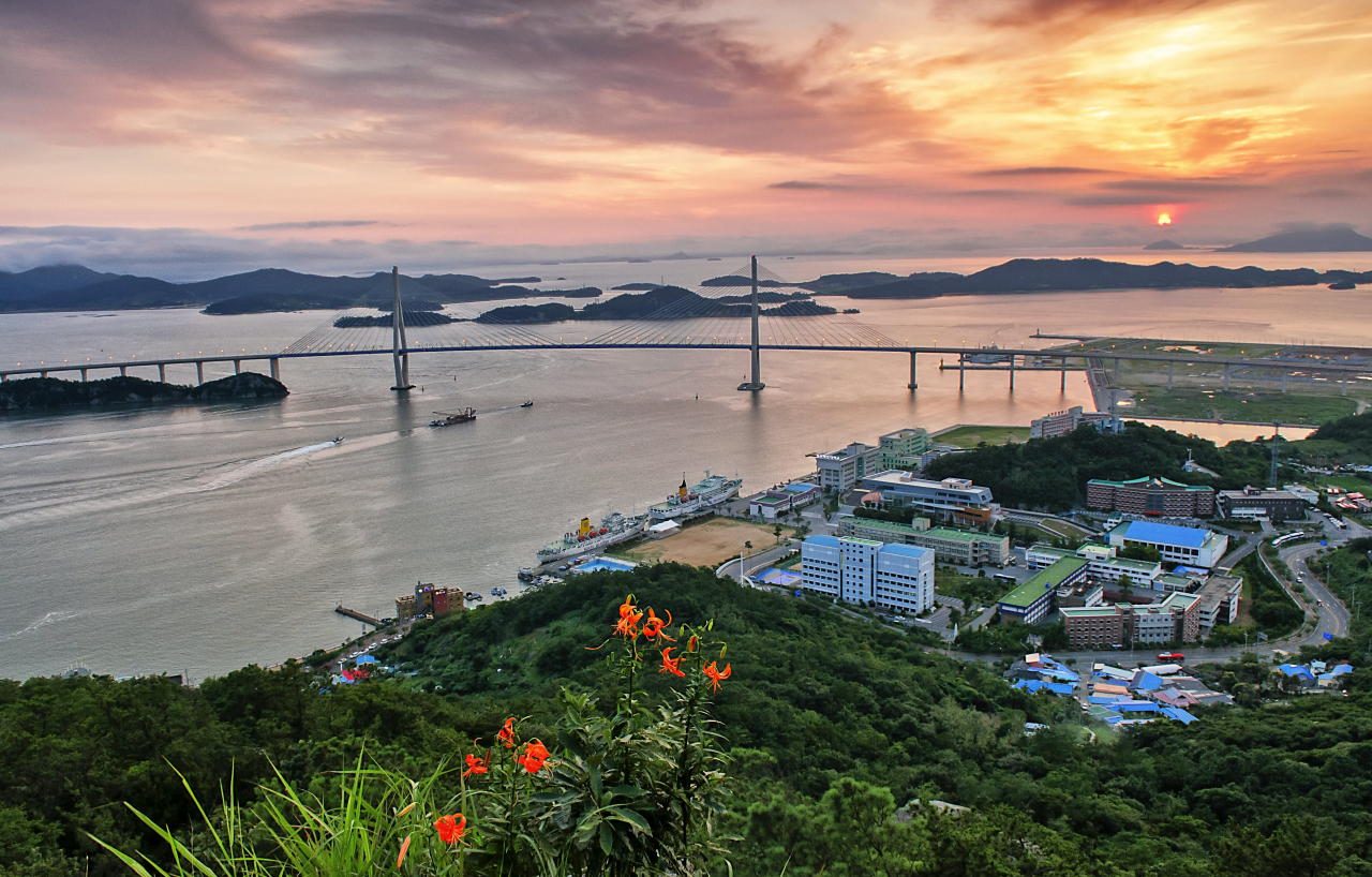 유달산에서 본 목포대교 일몰