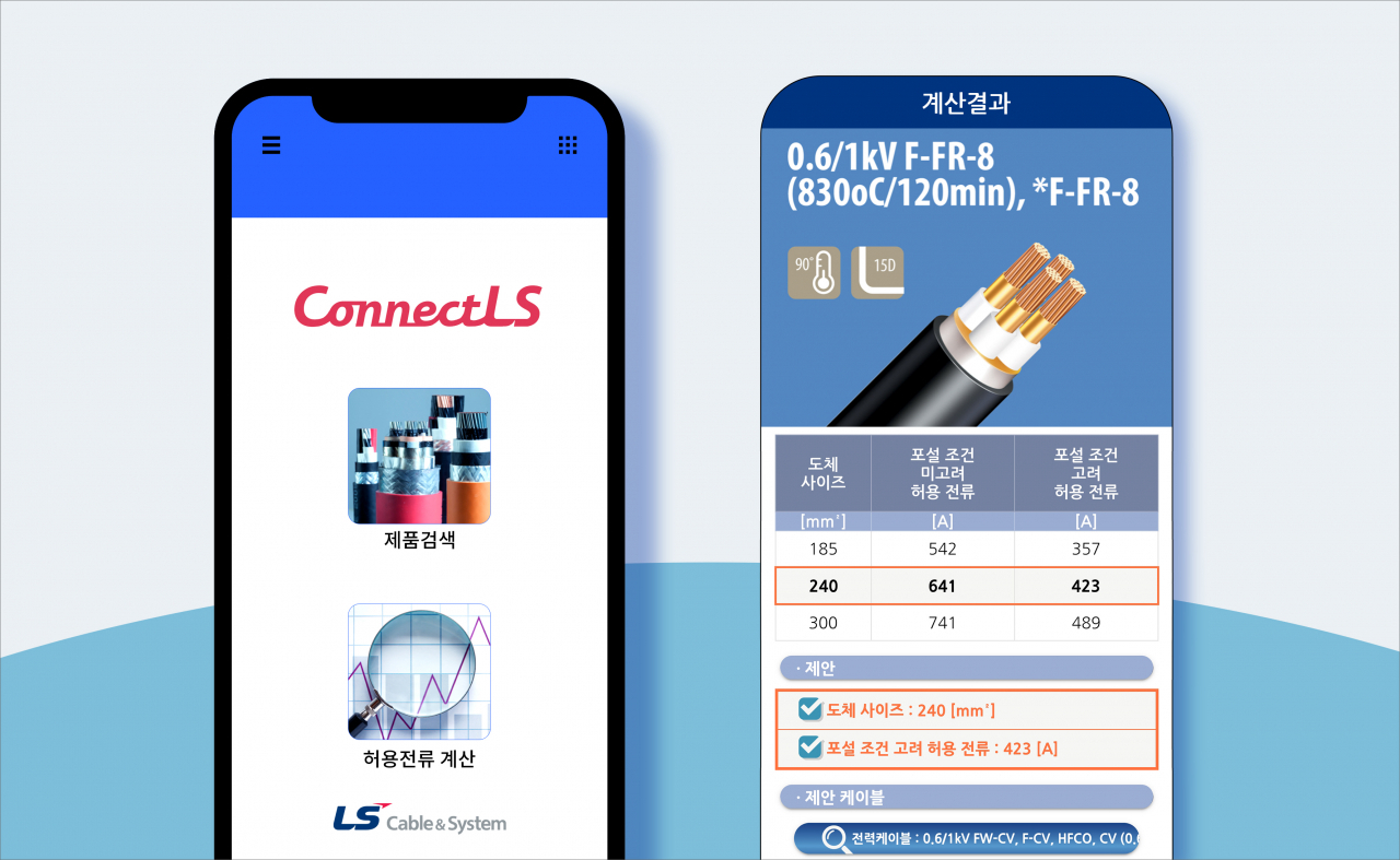 LS전선이 개발한 케이블 추천 앱 '커넥트LS' 화면. [LS전선 제공]