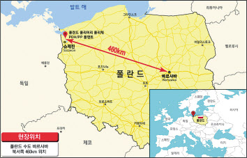 폴란드 폴리머리 폴리체 PDH·PP 플랜트 현장위치도. [현대엔지니어링 제공]