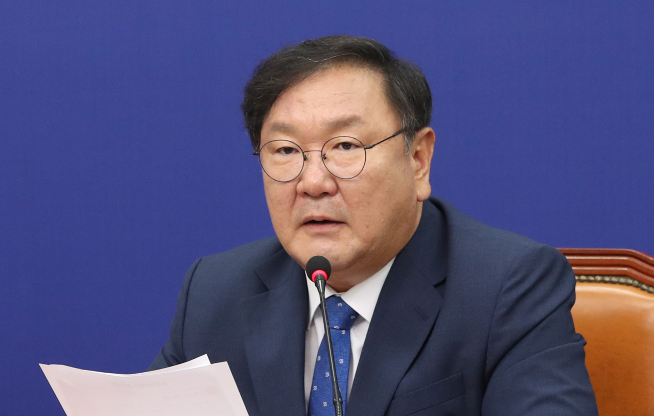 김태년 더불어민주당 원내대표가 3일 오전 서울 여의도 국회에서 열린 최고위원회의에서 발언하고 있다. [연합]