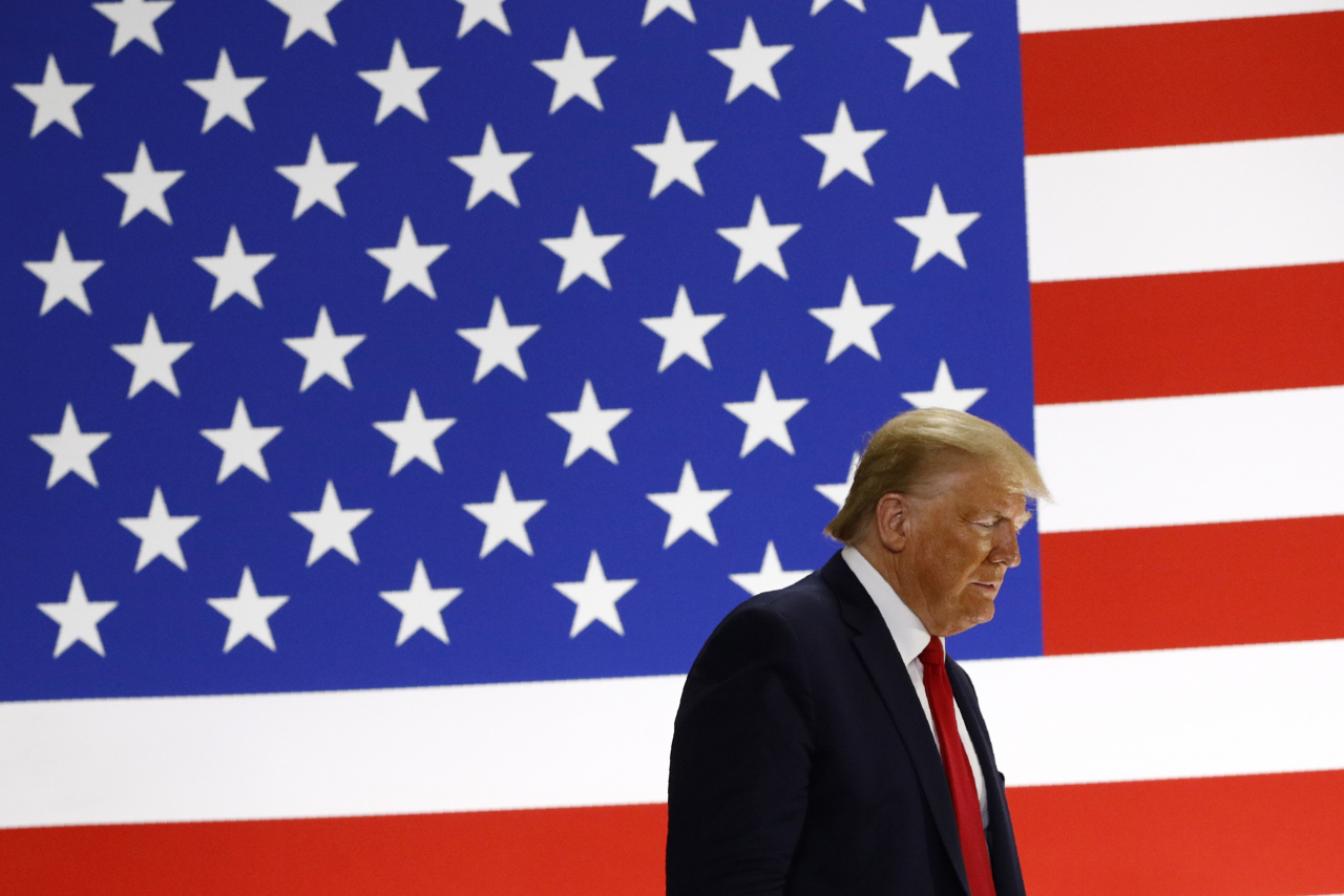 President Donald Trump arrives to speak during a tour of Puritan Medical Products medical swab manufacturing facility, Friday, June 5, 2020, in Guilford, Maine. (AP Photo/Patrick Semansky)