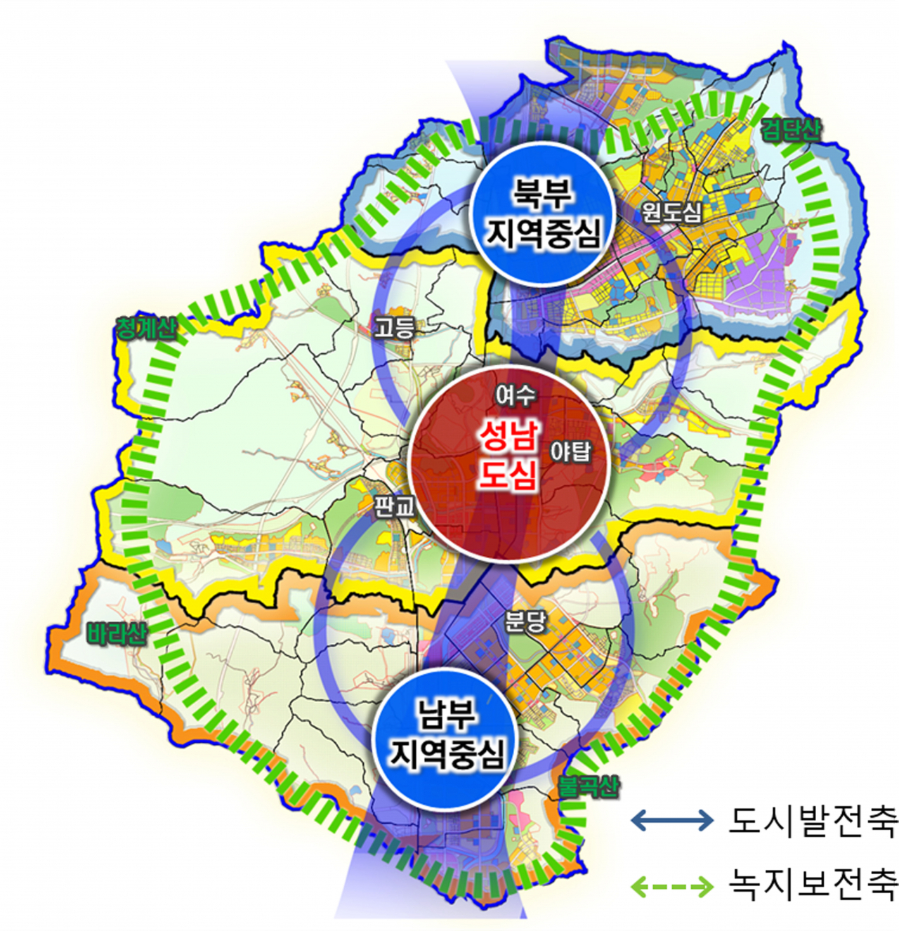 성남시 2035년 도시기본계획 구상도.