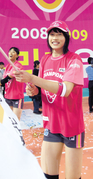 지난 2009년 흥국생명 소속으로 우승을 이끌었던 김연경. [연합]