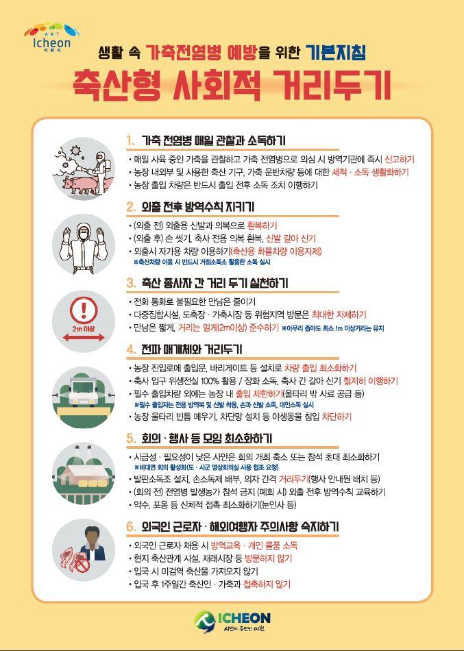 축산형 사회적 거리두기 기본지침. [이천시 제공]