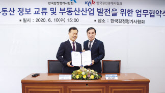 박용현(왼쪽) 한국공인중개사협회 회장, 김순구 한국감정평가사협회 회장.