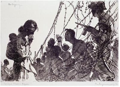 반월룡의 '조선분단의 비극', 1962, 종이에 에칭, 44&times;64cm, 국립현대미술관 소장