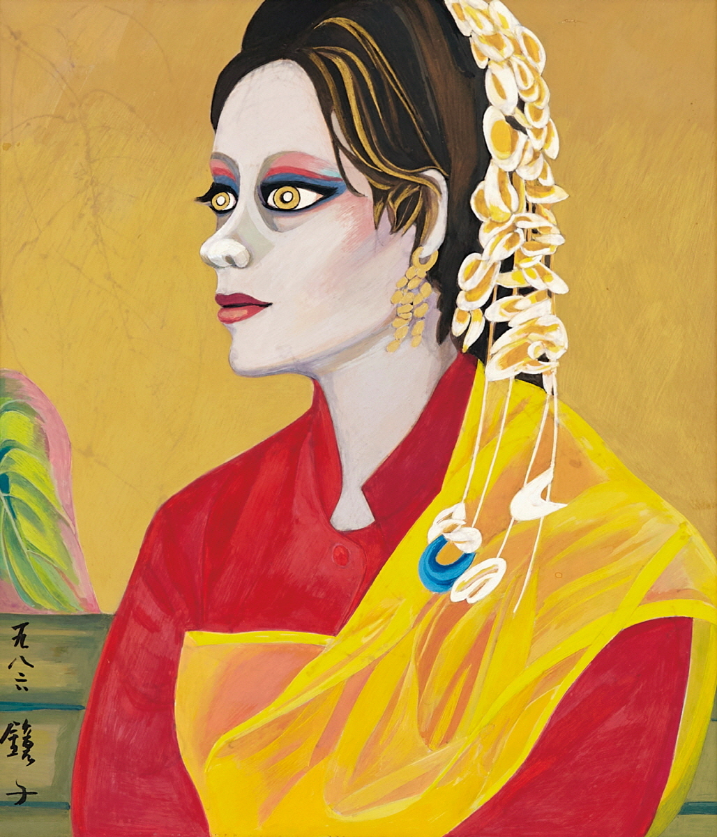 천경자, 태국 여인, 종이에 채색, 26.4&times;22.9cm, 1986