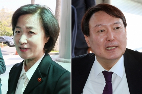 추미애 법무부 장관(오른쪽)과 윤석열 검찰총장. [연합]