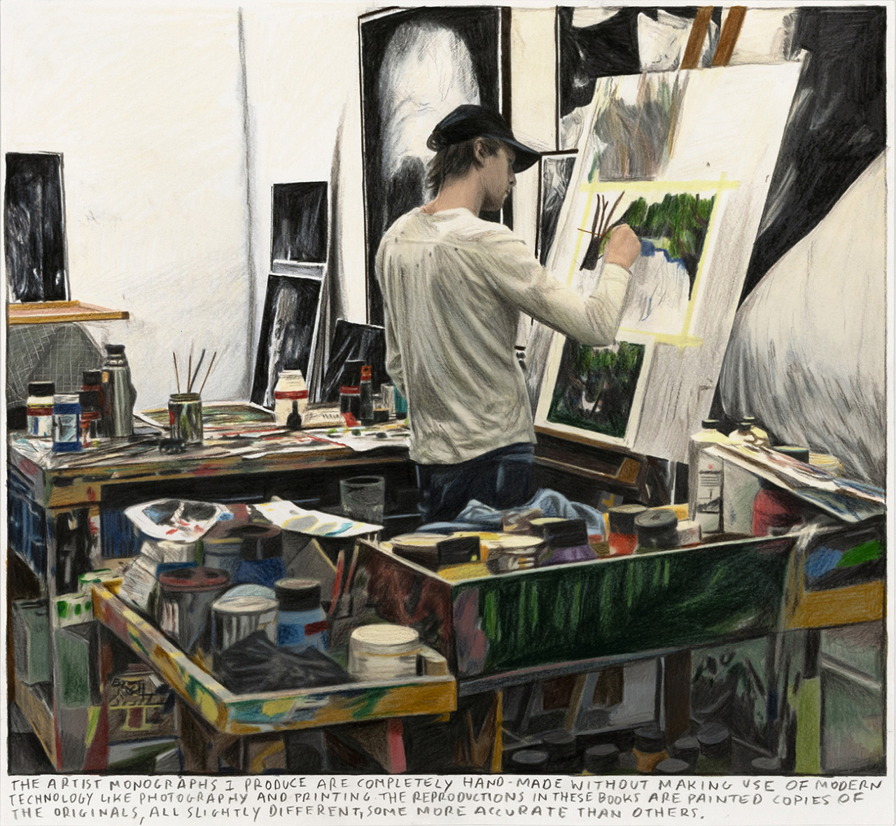 Rinus Van de Velde, The artist monographs&hellip; 2020, colored pencil on paper, 36.6 x 39.6 cm, 80 x 83 cm framed [사진제공=갤러리바톤]