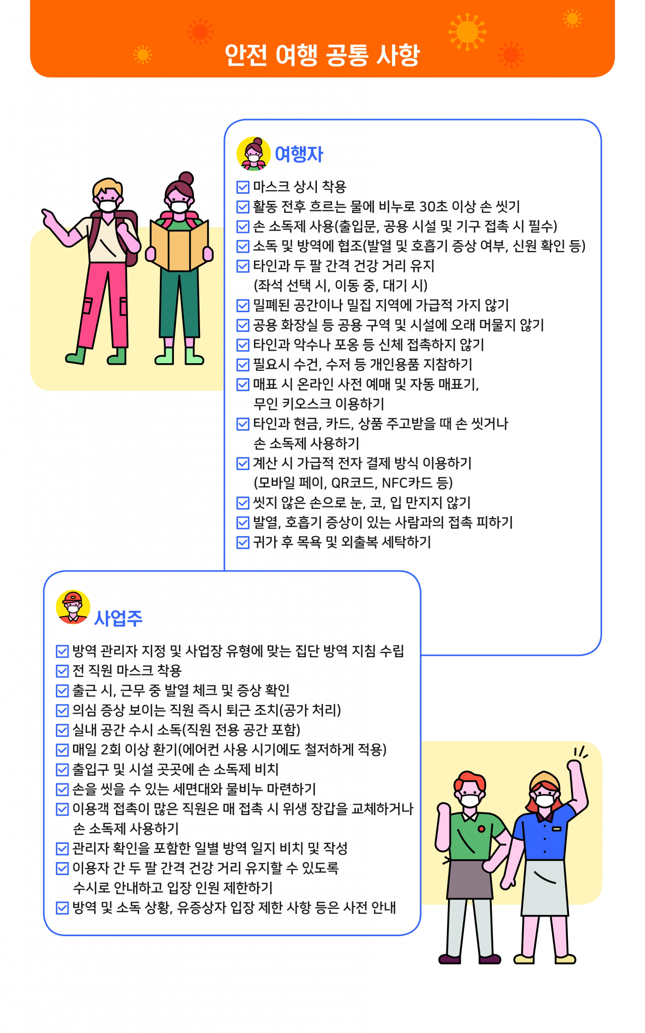 한국관광공사, 질병관리본부, 코로나 방역 수칙