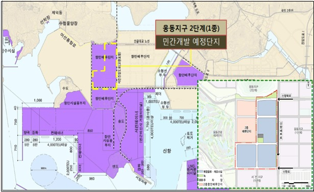 부산항 신항 웅동지구 1종 항만배후단지 개발사업 평면도[해수부 제공]