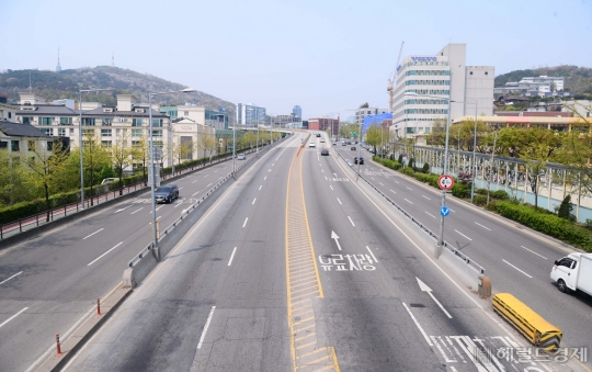 서울 남산 1호터널 강남방향 출구. [헤럴드경제DB]