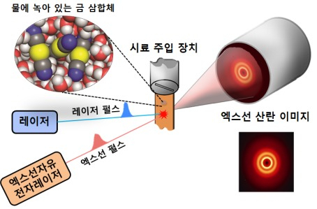 펨토초 엑스선 회절법 실험 과정의 모식도.[IBS 제공]