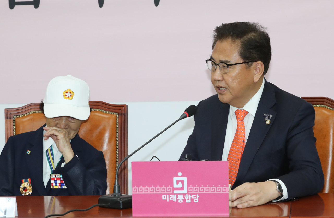 박진 미래통합당 외교안보특위 위원장이 22일 오전 서울 여의도 국회에서 열린 비상대책위원회의에서 발언하고 있다. [연합]