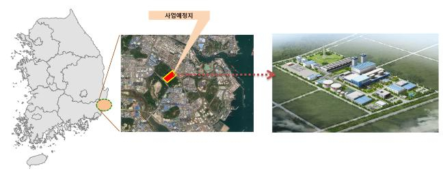 울산미포국가산단 내 울산지피에스(GPS: Gas Power Solution) 발전소 건설 사업예정지.