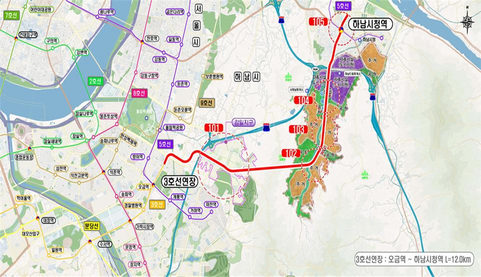 하남교산~송파 도시철도 노선안 3개 공개…경전철·트램 포함