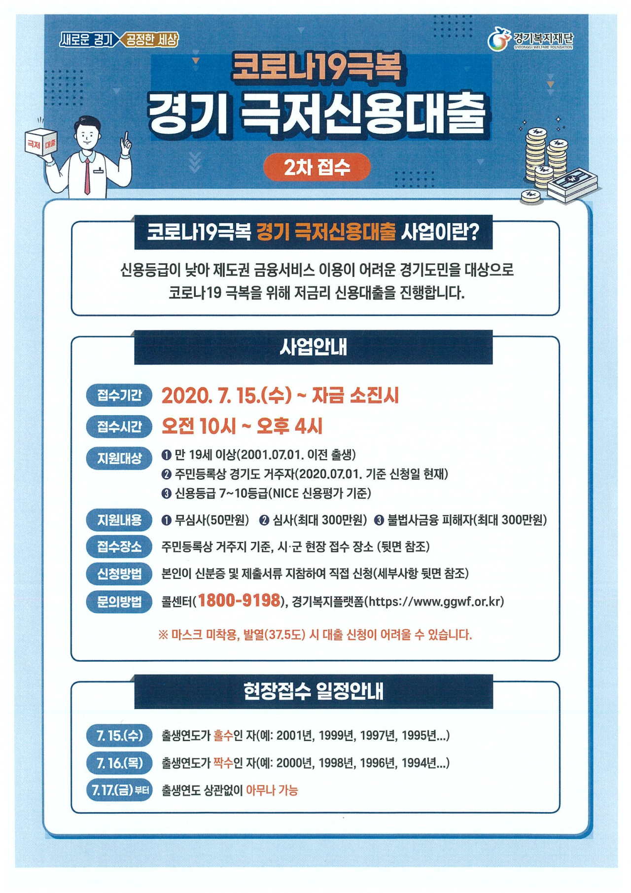 경기 극저신용대출사업 포스터.
