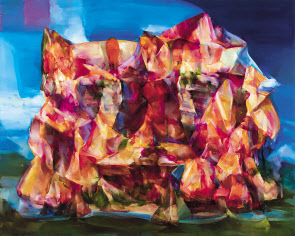 하지훈, Landscape-structure1(corsica), Acrylic, oil on canvas, 182x227cm, 2019. [이화익갤러리 제공]
