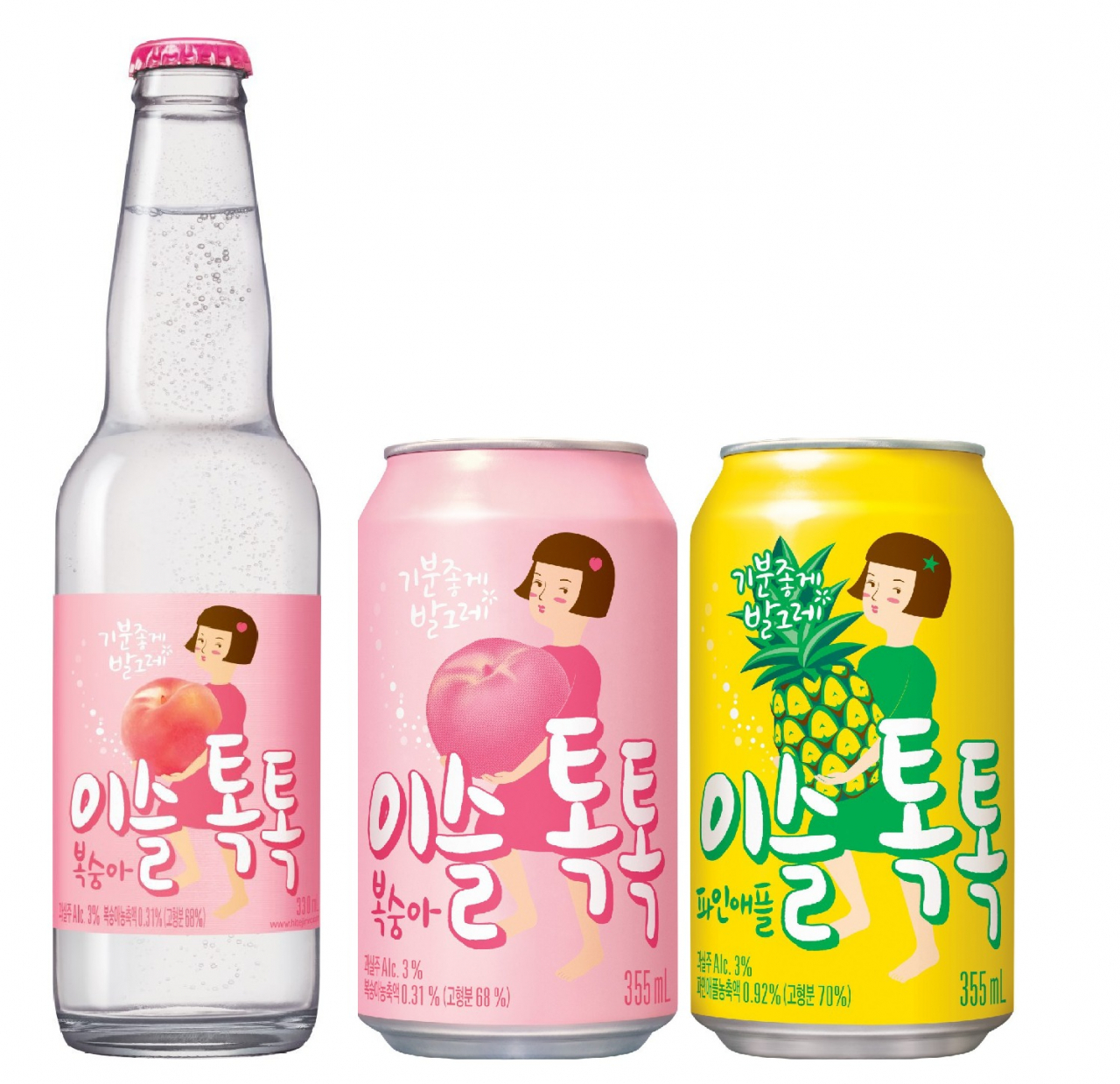 새 패키지 디자인이 적용된 '이슬톡톡' 제품 이미지 [제공=하이트진로]