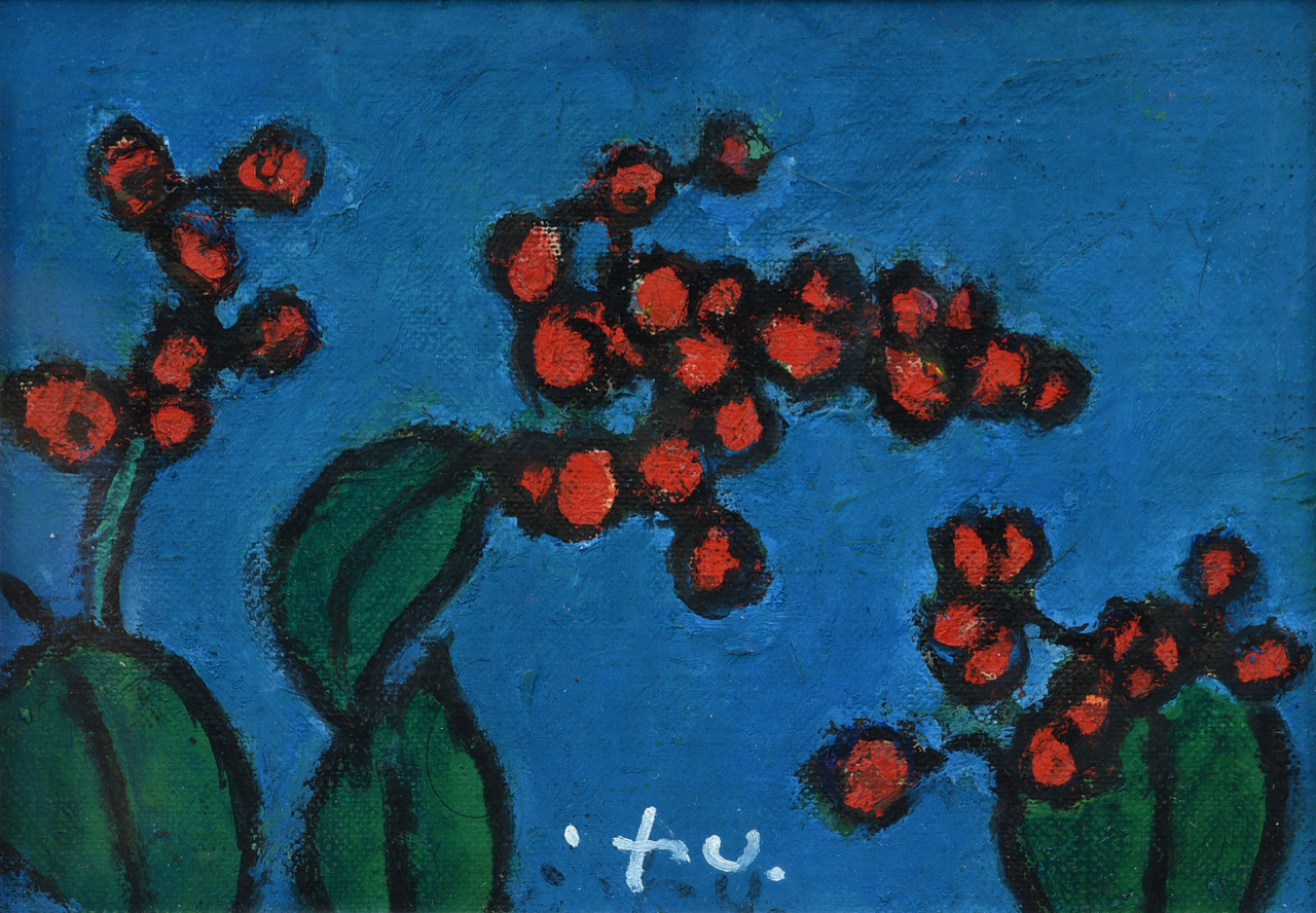 황염수, 오미자, 패널 위 캔버스에 유채, 12.8x17.3cm, 1958
